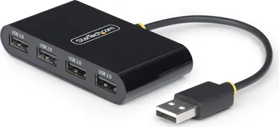 Produktbild von StarTech.com 4-Port USB 2.0 Hub, USB Busbetrieben, Mini USB Hub für Reisen, Multi USB Adapter/Verteiler, Tragbarer Multi-Port USB Hub, 480Mbps, Überstromschutz (OCP)