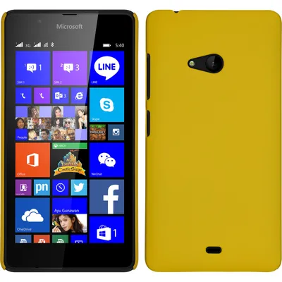 Produktbild von PhoneNatic Case kompatibel mit Microsoft Lumia 540 Dual - Hülle gelb gummiert Hard-case + 2 Schutzfolien