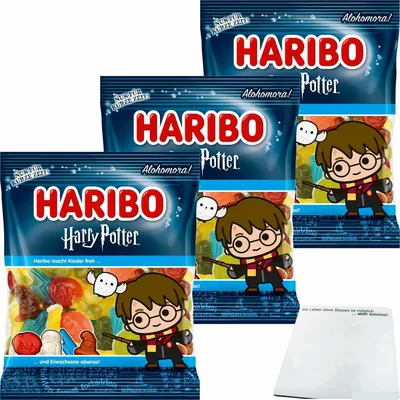 Produktbild von Haribo Harry Potter Harry Edition 3er Pack (3x160g Beutel) + usy Block