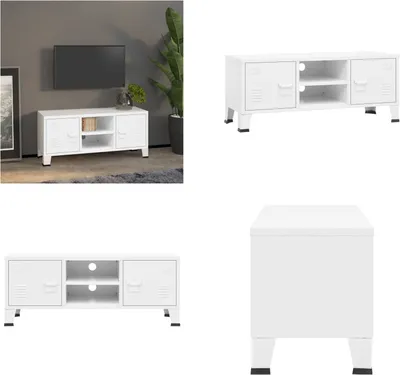 Image de vidaXL Armoire TV style industriel blanc 105x35x42 cm Métal - Meuble TV - Armoires TV - Support TV - Table TV
