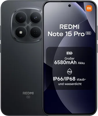 Produktbild von XIAOMI REDMI Note 15 Pro 5G Smartphone 12+512GB, 6580mAh, 200MP, Schwarz