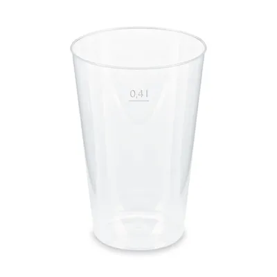 Produktbild von 50x Mehrwegbecher Pfandbecher transparent PP Eichstrich 0,4 l Ø 8,6 cm