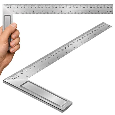Produktbild von Schreinerwinkel Bauwinkel Aluminium Winkelmesser 30 cm Anschlagwinkel Lineal Zimmererwinkel