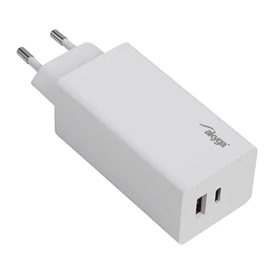 Zdjęcie produktu dla AKYGA Ładowarka sieciowa AK-CH-20 100W USB-C USB-A PD GaN 5-20V / 1.5-5A biała