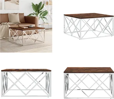 Produktbild von vidaXL Couchtisch Edelstahl und Altholz Massiv - Couchtisch - Couchtische - Beistelltisch - Sofatisch