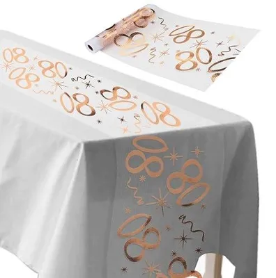 Zdjęcie produktu dla Bieżnik na stół złoty 80 urodziny 28 cm x 10 m dekoracja