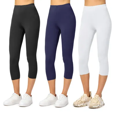 Produktbild von Merry Style Damen Leggings 3/4 aus Viskose (Schwarz/Navy/Weiß, XXL) MS10-144