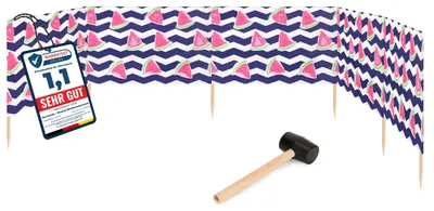 Produktbild von Garronda Strand Windschutz Sichtschutz 6m lang plus Gummihammer GAEX001 (Wassermelone-2, 6 m)
