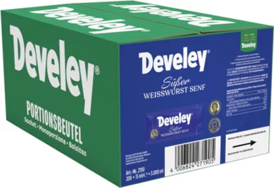 Zdjęcie produktu dla Develey słodka biała kiełbasa musztarda saszetka 200x15ml opakowanie 3000ml