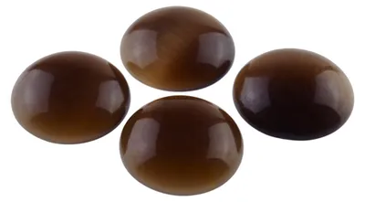 Produktbild von Vintageparts 4 Cabochons Cateye Glas kaffeebraun, 20 mm