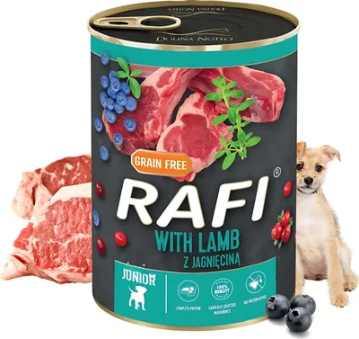 Zdjęcie produktu dla Dolina Noteci Rafi, Junior, Każda rasa, Maxi (26 - 44 kg), Średnie (11 - 25 kg), Jagnięcina, 400 g