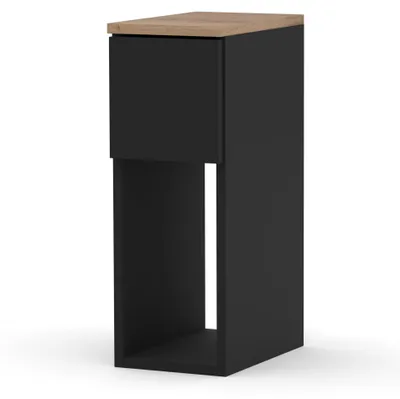 Imagen del producto de INNOVAHOME: Mesita de noche estrecha de 20 cm, color negro o roble Wotan