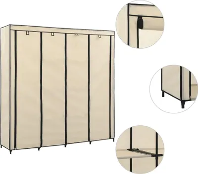 Obrázek produktu pro Šatní skříň se 4 přihrádkami krémová 175 x 45 x 170 cm