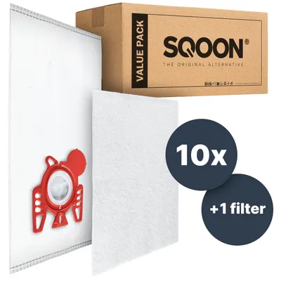 Produktbild von SQOON Staubsaugerbeutel 10 Stück Basic Geeignet für Miele F/J/M 3-D HyClean, Hochwertige High Filtration,Langlebig & Passgenau