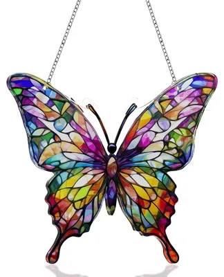 Acryl-Sonnenfänger Schmetterling, bunt, 11 x 11 x 0,3 cm