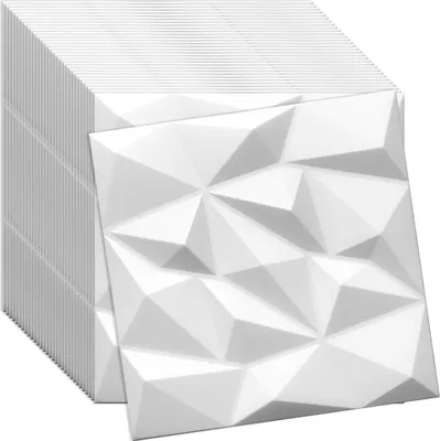 Produktbild von Verdico | 3D Wandpaneel Polystyrol - 50x50 cm - Weiß - Elegante Gestaltung - 32 Stück für stilvolle Räume, Wand- & Deckenverkleidung