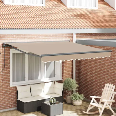 Image de vidaXL Armature d'auvent beige 300 x 250 cm en polyester avec revêtement PU
