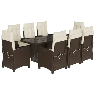 Produktbild von vidaXL 9-tlg. Garten-Essgruppe mit Kissen Braun Poly Rattan