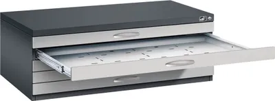 Produktbild von CP 7100 Planschrank schwarzgrau, weißaluminium 5 Schubladen 110,0 x 76,5 x 42,0 cm