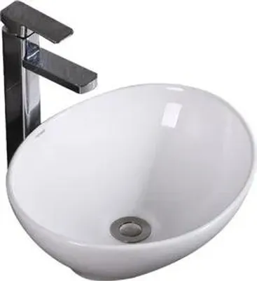 Immagine prodotto di Lavabo da appoggio ovale 42 x 34 cm, lavabo in Vetroceramica bianca per mobile da bagno