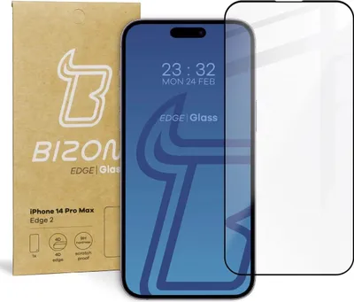 Produktbild von Bizon Glass Edge 2 Panzerglas für iPhone 14 Pro Max, Schwarz