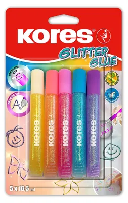 Produktbild von Kores Glitzerkleber - 5 x 10,5 ml / Pastellfarben