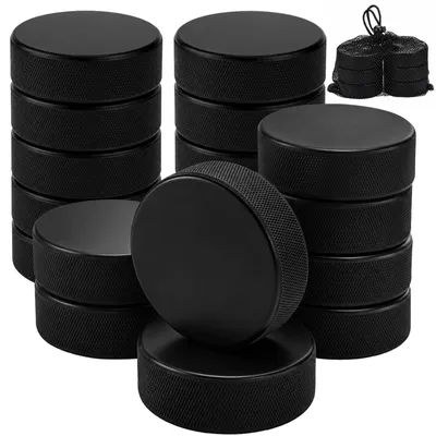 Productafbeelding van Set van 18 ijshockeypucks met 3 herbruikbare gaaszakken, zwart