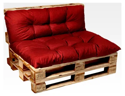 Produktbild von Palettenkissen, Palettenauflagen, Palettenpolster Sitzkissen, Rückenlehne oder Set, Gesteppt (Set (Sitzkissen 120x60 + Rückenlehne 120x40), Rot)
