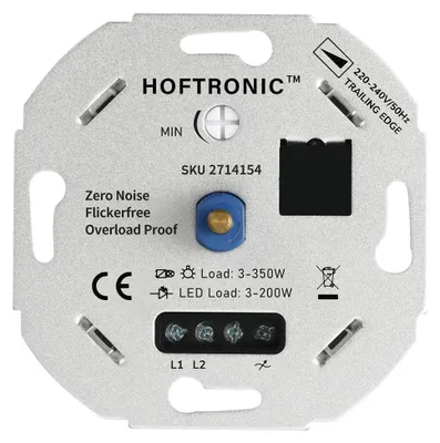 Produktbild von hoftronic LED-Dimmer 3-200 Watt Phasenabschnitt Grau Einbau