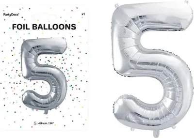 Zdjęcie produktu dla PartyDeco FB1M-5-018, Zabawka - balon, Folia, Srebrny, Monochromatyczny, Uniwersalne, Uniwersalne