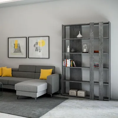 Immagine prodotto di Libreria Moderna 5 Ripiani 120x36x204 cm in nobilitato Cemento