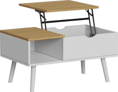 Zdjęcie produktu dla Stolik kawowy Vicco Stora Biały/dąb 76 x 45 cm z funkcją podnoszenia, Model 56372