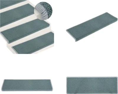 Immagine prodotto di vidaXL Tappetini per gradini 15 pezzi 65x21x4 cm Blu - Tappetino per scale - Tappetino per gradini - Tappetini per gradini