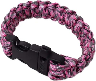 Produktbild von tevenger Paracord Survival Outdoor Armband Steckschließe Pfeife Fallschirmschnur Männer Herren Schmuck Men Bracelet 25cm pink