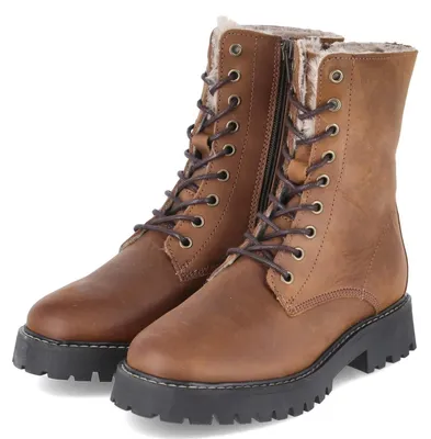Image de Bottines à lacets pour femmes, marque Fräulein Frida, couleur marron, en cuir, taille 42