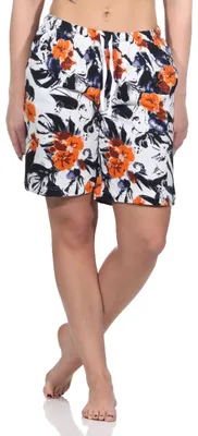 Obrázek produktu pro Dámské krátké pyžamové kalhoty krátké - mix & match - květinový vzhled - ideální ke kombinování ; oranžová , 36