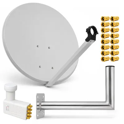 Zdjęcie produktu dla PremiumX SAT system 80cm antena Octo LNB F-connector uchwyt ścienny 45cm