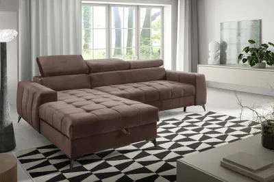 Produktbild von Ecksofa Schlafsofa Sofa AGNESA XS Stoff Salvador Braun Ottomane Links