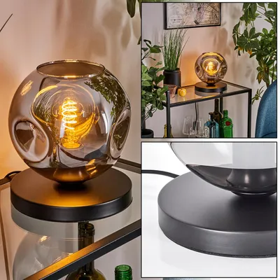 Produktbild von Villamare Tischlampe aus Metall/Glas in Schwarz/Rauchfarben