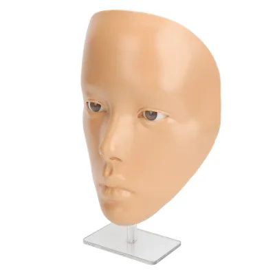 Obrázok produktu pre Make-up Practice Face s plastovým stojanom 5D Silikónová plná tvár Make-up Practice BoardPoužiteľná figurína Nástroj pre začiatočníkov (farba pšeničnej kože)