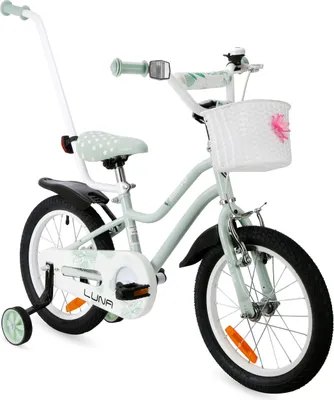 Produktbild von Kinderfahrrad - 16 Zoll - Weiß - für 4-6 Jahre - mit V-Brake Bremsen- mit Gepäckträger - Jugendfahrrad