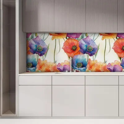 Imagen del producto de Papel autoadhesivo de PVC para baño y salón, con estampado de flores naranjas, de 44x300 cm, resistente al agua