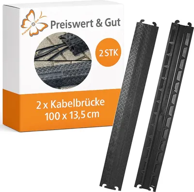 Produktbild von 2x Kabelbrücke für sicheren Kabelschutz – Überfahrschutz für Kabel - Schläuche, 100x13,5cm max. 10T, ideal Außenbereich