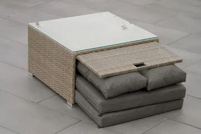 Produktbild von Merxx Multifunktionales Set "Rivello" - Stahlgestell mit Kunststoffgeflecht Steinbeige, inkl. Kissen