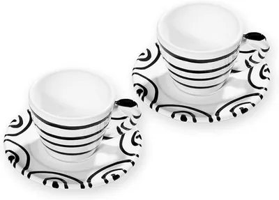 Produktbild von Schwarzgeflammt Geschirr, Espresso für 2, handgemacht in Österreich