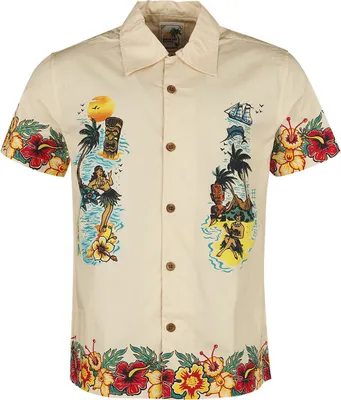 Obrázek produktu pro KING KEROSIN Havajské tričko s potiskem Honolulu Hawaii Ecru Xxxl