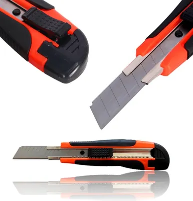 Produktbild von Cuttermesser 18mm Klingenbreite | scharfe Cuttermesserklingen | Teppichmesser für Heimwerker | Paketmesser | Allzweckmesser mit Klingenfixierung | Profi Kartonmesser [ergonomischer Griff]