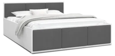 Produktbild von FurnitureByJDM Bett 160 x 200 cm mit Stauraum & Gepolsterte Einsätze Weiß / Graphit