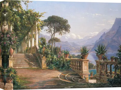 Productafbeelding van Canvas schilderij – Carl Frederic Aagaard, Loggia aan het Comomeer – 100x70 cm