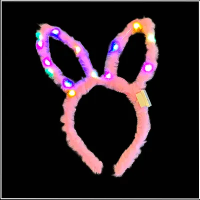 Produktbild von 1x LED Plüsch Haarreif LITTLE BUNNY mit Hasenohren in 4 Farben, blinkend und leuchtend - Party Karneval Geburtstag Motto Party Fasching Prinzessin Königin (Rosa)